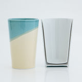 Bisque KEEPOT Double-layered Porcelain Tumbler - Turquoise x Cream