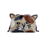 Bisque Momonga Lunch Drawstring Bag - Calico Cat