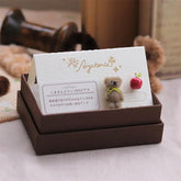 Ayatorie Little Bear and Apple Earrings