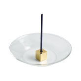 Kousaido Brass Incense Holder with Glass Plate - Cube