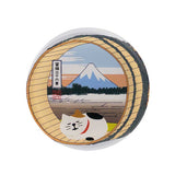 Decole Traveling cat Ukiyo-e Acrylic Magnet - Wooden Barrel and Fuji