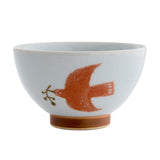 Bisque Kukka Lokki Porcelain Rice Bowl - Red