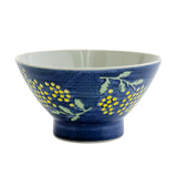 Bisque Mimosa Waltz Porcelain Rice Bowl - Navy