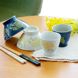 Bisque Mimosa Waltz Porcelain Rice Bowl - Navy