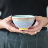 Bisque Soranoiro Porcelain Rice Bowl - Purple