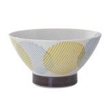 Bisque Tama Hajiki Pottery Rice Bowl- Blue x Yellow