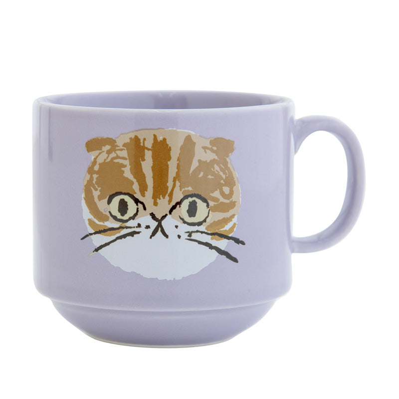 Bisque I LOVE CAT! Mug - Lavender