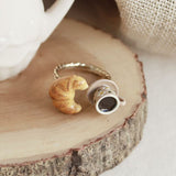 Ayatorie Croissant and Coffee Adjustable Ring
