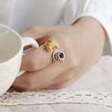 Ayatorie Croissant and Coffee Adjustable Ring