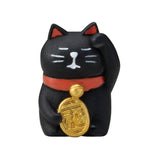 Decole Concombre Figurine - Dozing Maneki Neko Black Cat