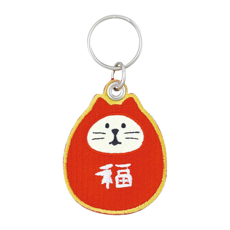 Decole Embroidery Good Luck KeyChain - Lucky Cat Daruma