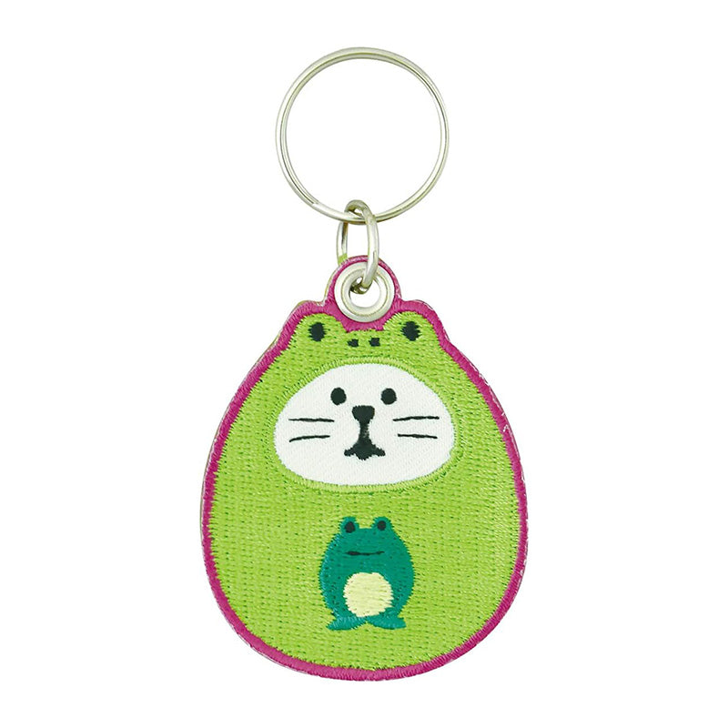 Decole Embroidery Good Luck KeyChain - Frog Cat Daruma
