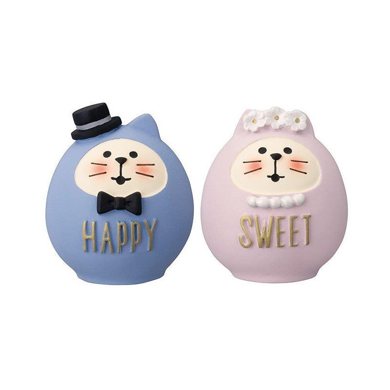 Decole Concombre Figurine - Wedding - Happy Sweet Cat Daruma Set