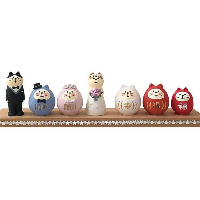 Decole Concombre Figurine - Wedding - Happy Sweet Cat Daruma Set