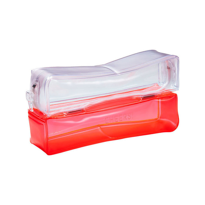 King Jim Cheers Twin Transparent Pencil Case - Red