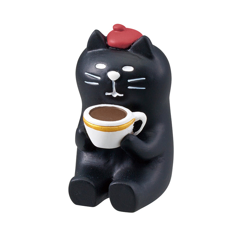 Decole Concombre Figurine - Tea House - Black Cat & Tea