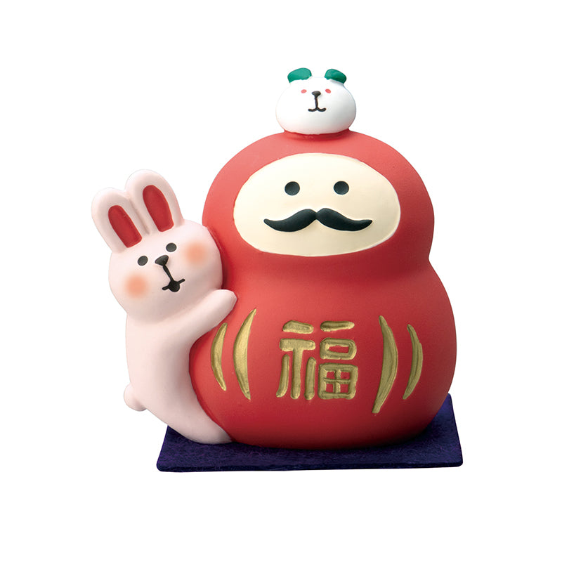 Decole Concombre Figurine - Happy New Year - Daruma & Rabbit