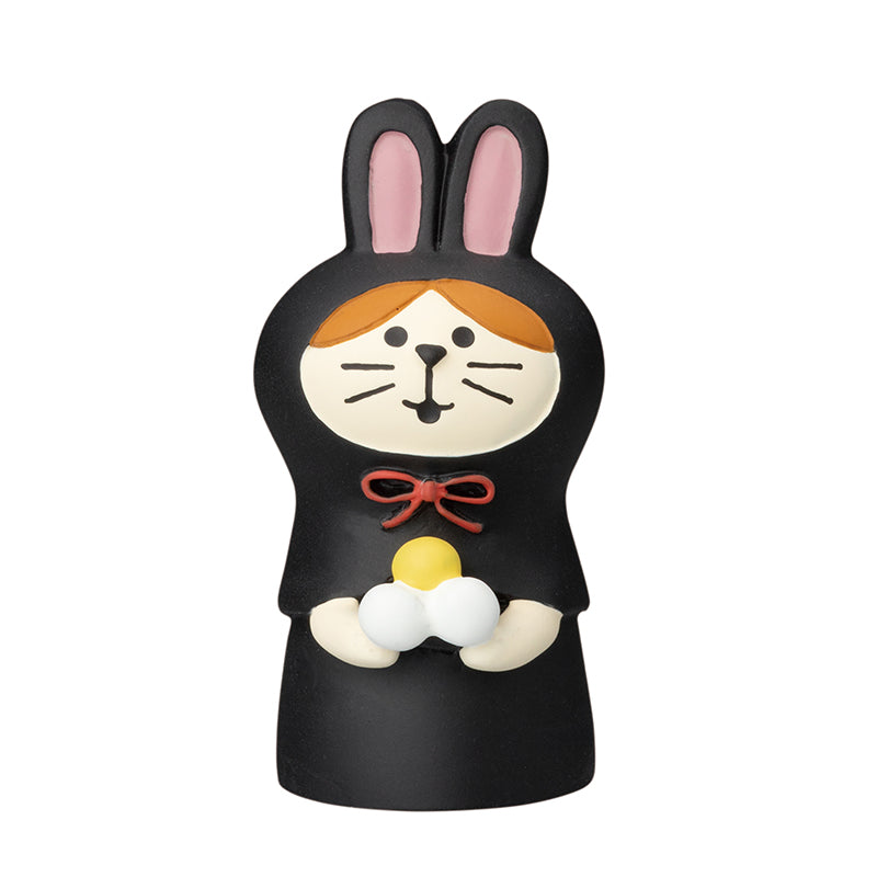 Decole Concombre Figurine - Moon Viewing Party - Black Hooded Rabbit
